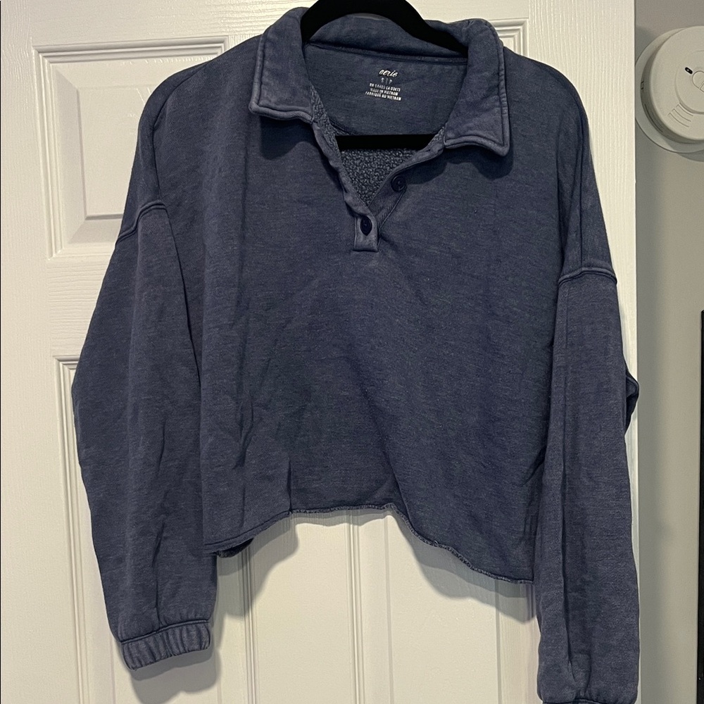 Aerie Small Women's Blue Cropped Pullover Top